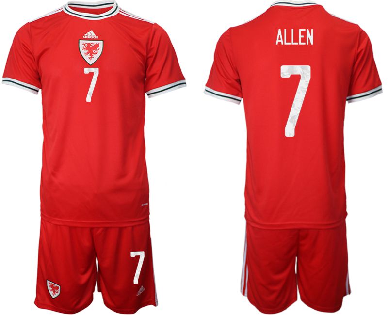 Men 2022 World Cup National Team Welsh home red 7 Soccer Jersey